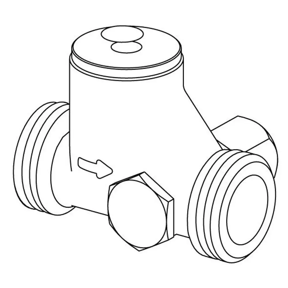 Schmutzfänger mit Aufnahme für WMZ, gefertigt von Uponor. Das Produkt hat eine abgerundete Form und Anschluss für die Rohrleitung, mit Pfeil zur Flussrichtung 표시.